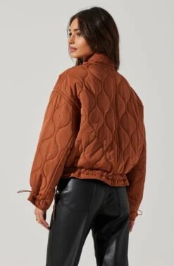 Dalia Quilted Cinched Jacket -Astr The Label Shop AT17586 BROWN 3