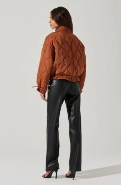 Dalia Quilted Cinched Jacket -Astr The Label Shop AT17586 BROWN 4