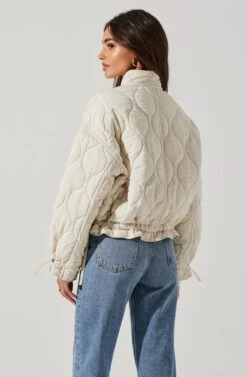 Dalia Quilted Cinched Jacket -Astr The Label Shop AT17586 EGGSHELL 5