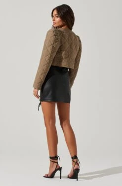 Lucia Quilted Cropped Puff Sleeve Jacket 13 Lucia Quilted Cropped Puff Sleeve Jacket -Astr The Label Shop AT17627 LIGHTOLIVE 4