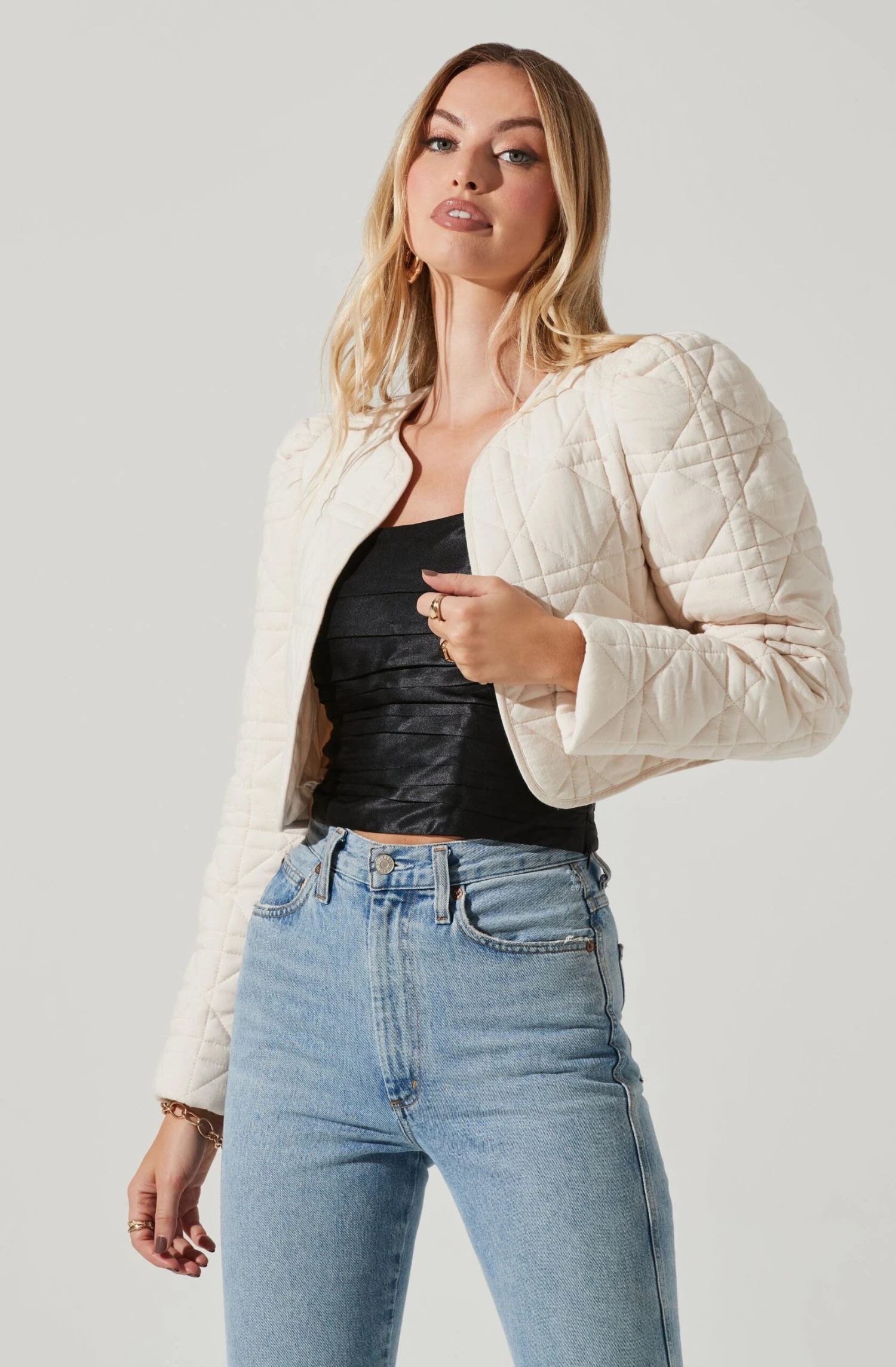 Lucia Quilted Cropped Puff Sleeve Jacket 9 Lucia Quilted Cropped Puff Sleeve Jacket - Image 7