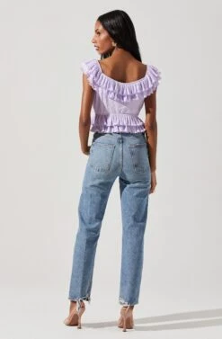 Tiered Ruffle Sleeve Tie Front Top -Astr The Label Shop AT17687 LAVENDER 5