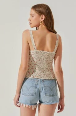 Lace Up Floral Cami Top 13 Lace Up Floral Cami Top -Astr The Label Shop AT17712 CORALCREAMDITSY 6