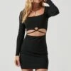 Ribbed Strappy Mini Dress -Astr The Label Shop DR96884C 045 BLACK 2