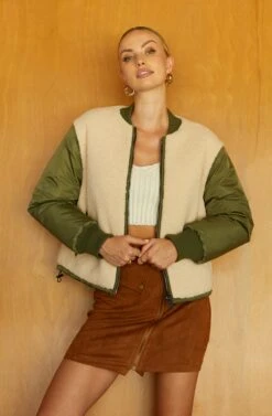 Tegan Faux Shearling Contrast Puffer Jacket -Astr The Label Shop FALLMIDSEASON 1293