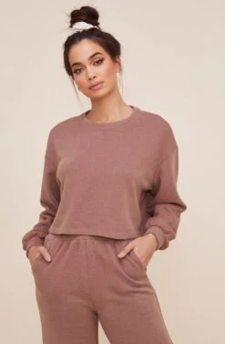 Knit Sweater And Pants Lounge Set -Astr The Label Shop LSET048 MOCHA 2