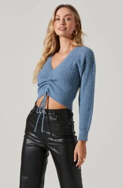 Ruched Sweater Top 9 Ruched Sweater Top -Astr The Label Shop LT17317 FCI STEELBLUE 3