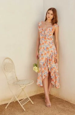 Mahalia Floral Sweetheart Ruffle Midi Dress 17 Mahalia Floral Sweetheart Ruffle Midi Dress -Astr The Label Shop MAY SummerWeddingRefresh 5.4 7329