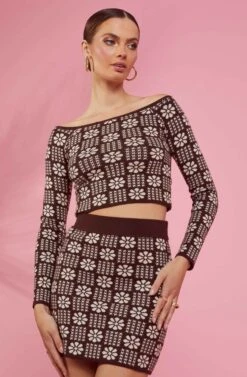 Freja Floral Knit Mini Skirt -Astr The Label Shop RESORT 1286