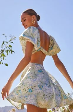 Clarita Floral Cutout Puff Sleeve Mini Dress -Astr The Label Shop Shoot 3680